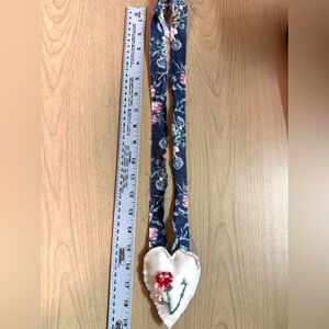 Velvet Heart Necklace With Hand Embroidered Flowers